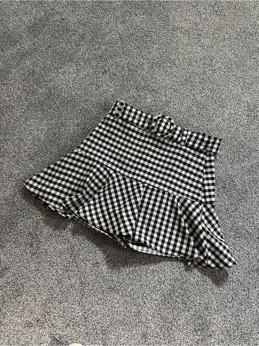 Zara Black and White Gingham Ruffle Skort with Belt
